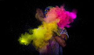 Man throwing powder paint