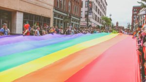 Large LGBTQ+ Flag in the Street