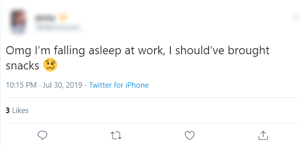 Tweet about falling asleep