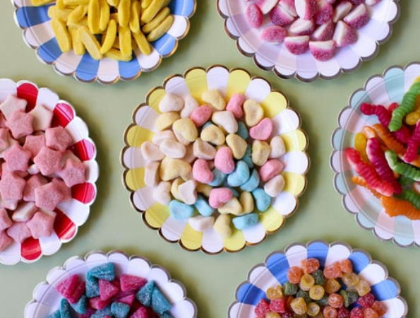 Plates full of different sweets