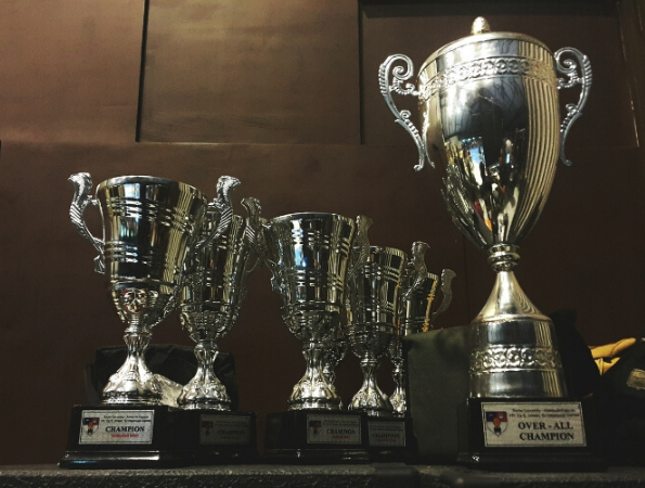 Group of trophies and prize cups